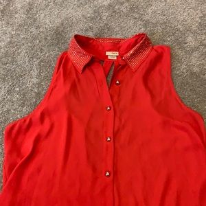 Sparkle button up collared tank top